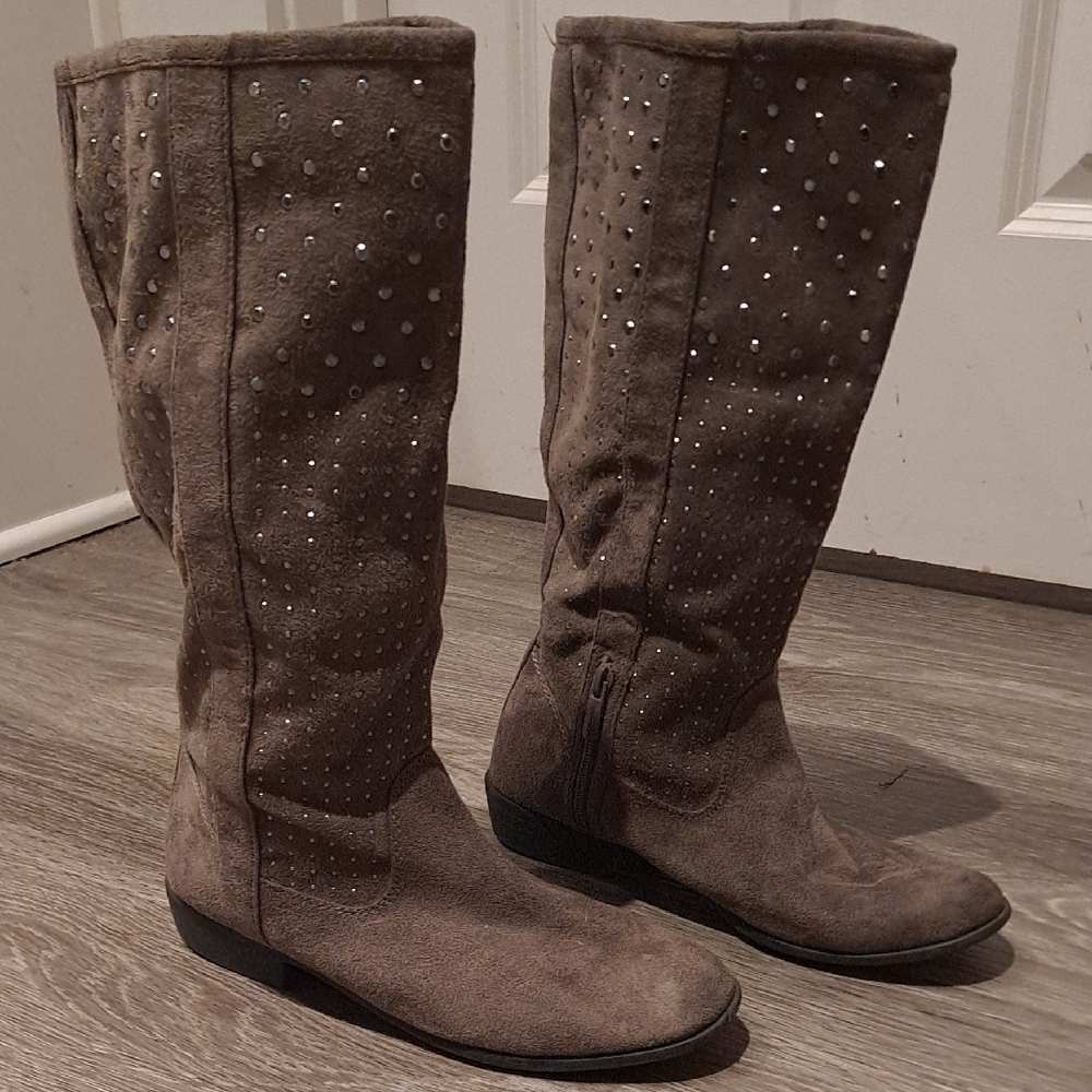 Studded Brown Suede Boots